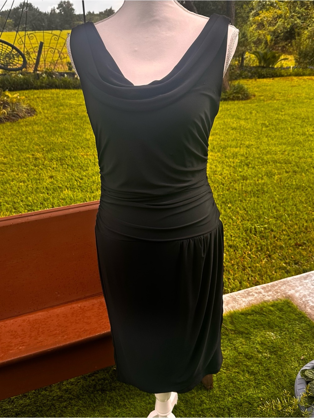 Ralph Lauren Black Draped Cowl Neck Dress